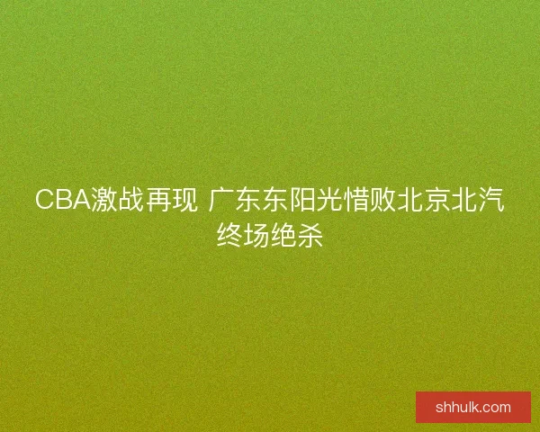 CBA激战再现 广东东阳光惜败北京北汽终场绝杀